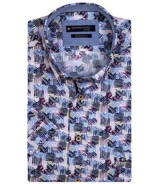 Giordano Regular Fit grafische ruit print donkerblauw-wit-paars-beige-roze