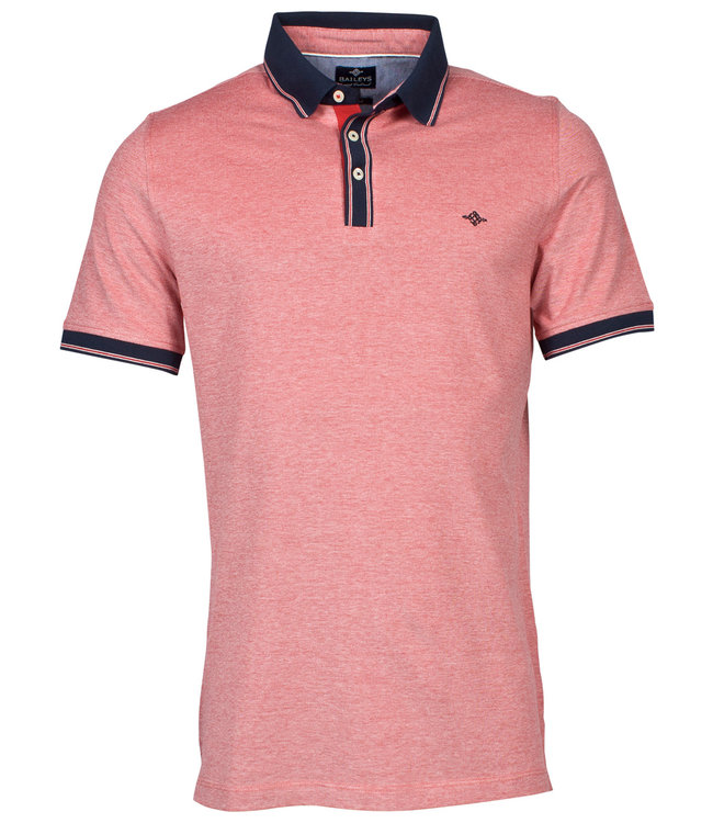 105281-42 heren polo rood roze met donkerblauwe boord 2-tone oxford piqué 95 procent katoen, 5 procent elastan