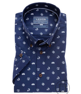 donkerblauw met wit vakantie print