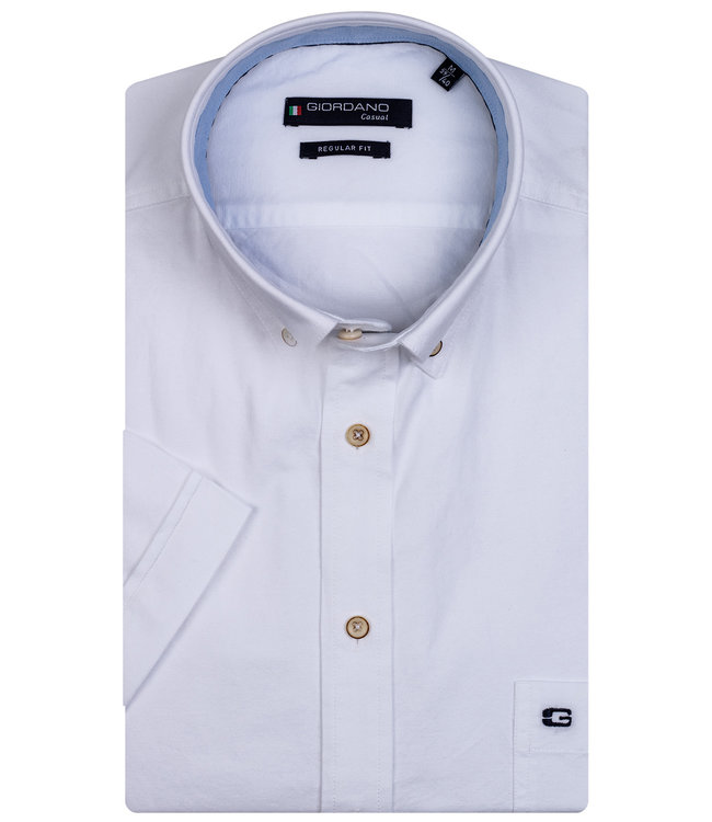Giordano Regular Fit heren overhemd korte mouw wit oxford