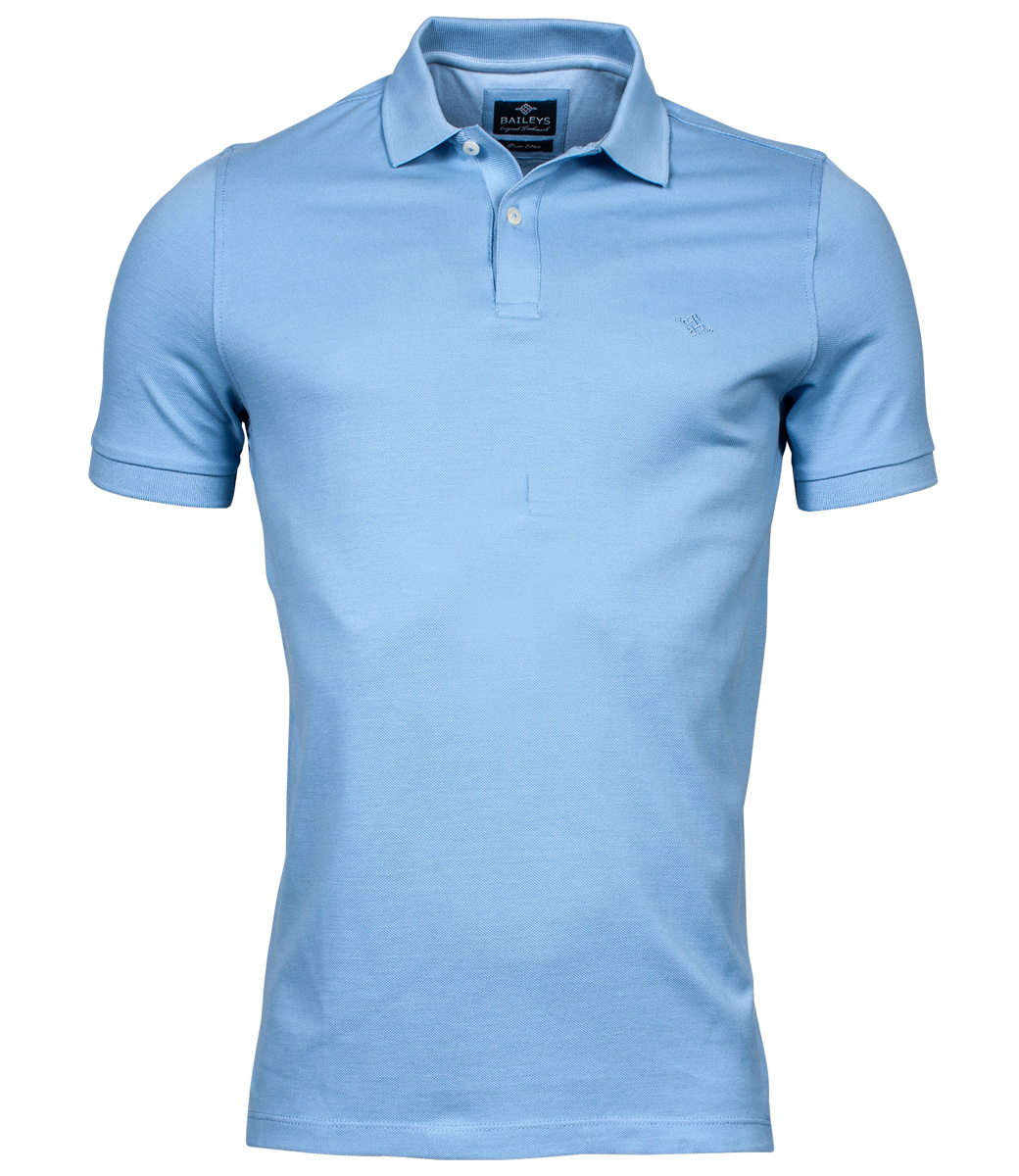 heren polo lichtblauw double tuck piqué 1knoops pima katoen
