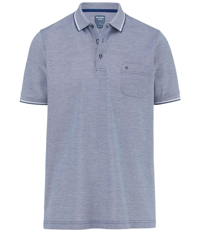 Olymp 5400 72 17 heren polo donkerblauw structuur met borstzak