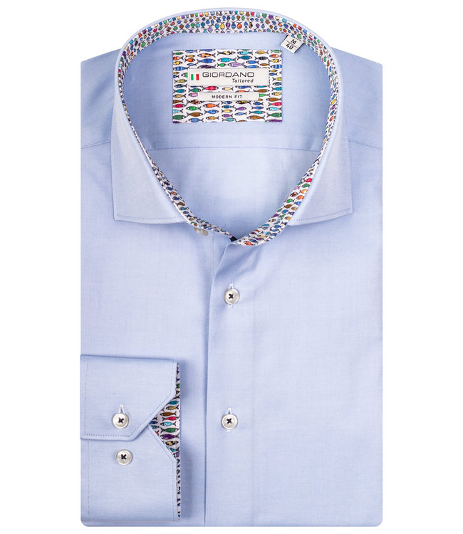 107877-61 heren overhemd lichtblauw met vissenprint contrast