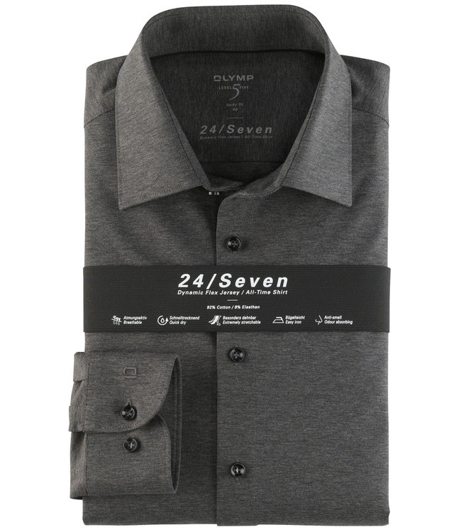 Olymp 2008 64 67 body fit overhemd antraciet grijs dynamic flex jersey