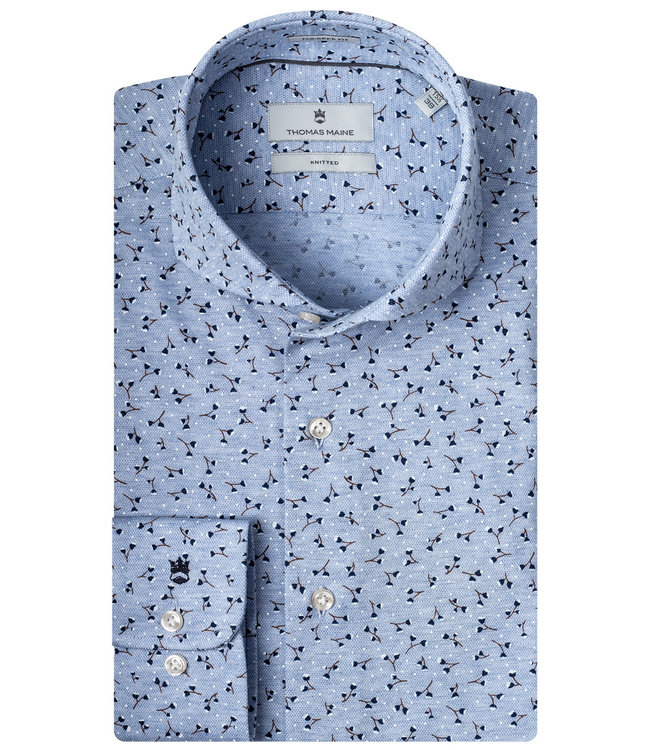 heren overhemd blauw print technical jersey canclini wide spread