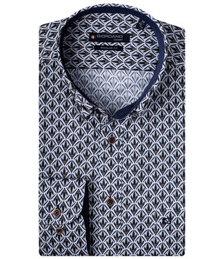 Giordano Regular Fit wit donkerblauw-bruin-donkergroen grafische print