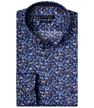 Giordano Regular Fit donkerblauw lichtblauw-bruin speciale bloemenprint