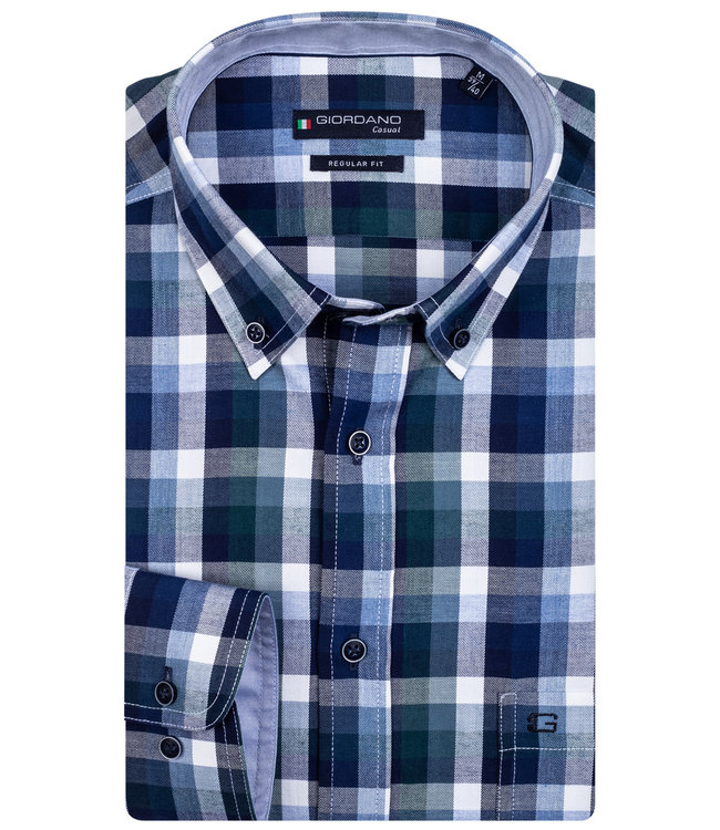 Giordano Regular Fit ruit twill groen-lichtblauw-donkerblauw