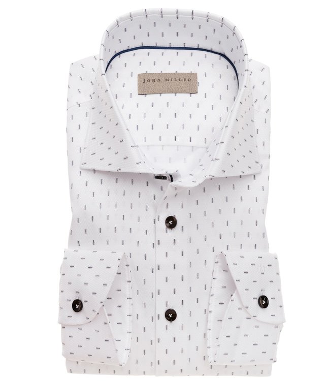 John Miller 5138457 140-260-000 heren overhemd tailored fit wit circle print