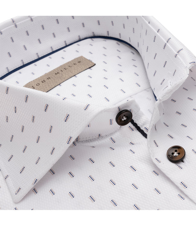 John Miller 5138457 140-260-000 heren overhemd tailored fit wit circle print