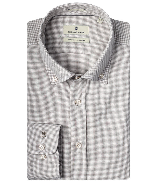 Thomas Maine 207739-81 beige bruin wit pied-de-poule werkje button down