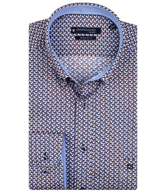 wit donkerblauw-bruin vogel print