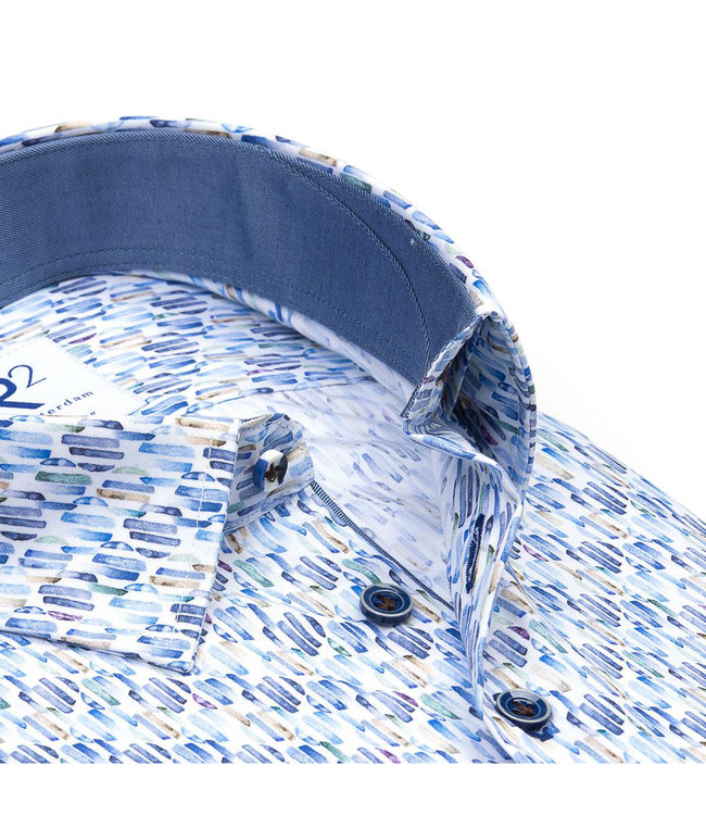 110.HBD.061 014 wit grafische print blauw petrol bruin 1knoops button under