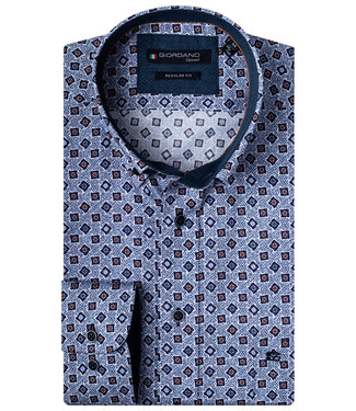 Giordano Regular Fit blauw met donkerblauw-brique-wit-kobaltblauw print