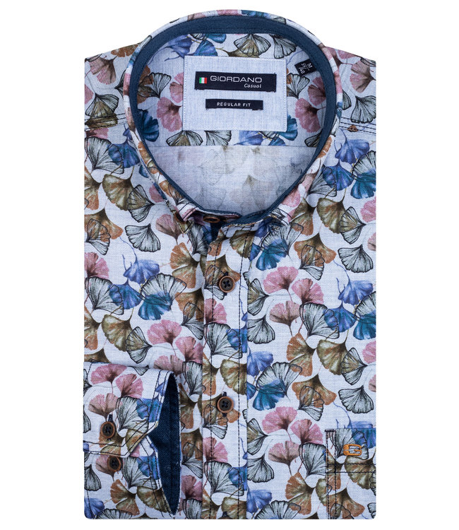 Giordano Regular Fit lichtblauw met tutti colori bloemenprint