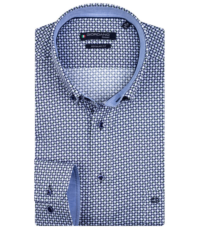 wit met donkerblauw-donkergroen print