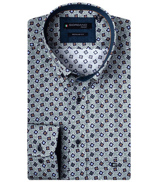 Giordano Regular Fit groen donkerblauw-brique-wit-kobaltblauw print