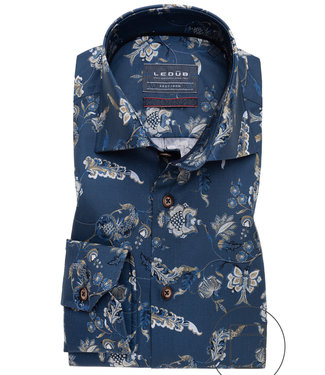 blauw met lichtblauw-groen-donkerblauw bloemenprint