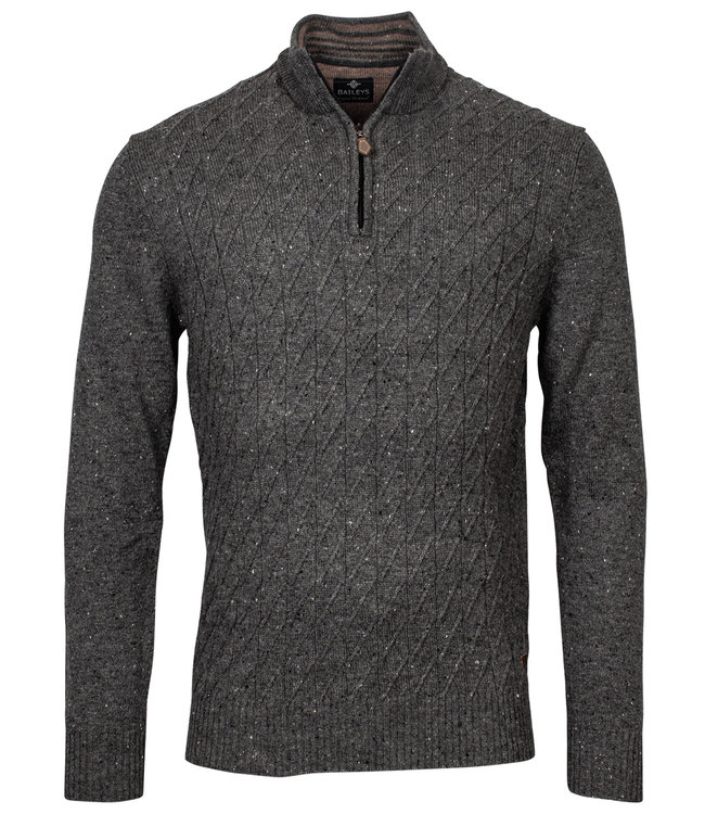 208457-839 heren antraciet grijs structuur zipper ritsje