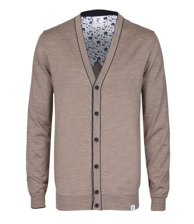 110.CARDIGAN.002 045 heren beige vest met knopen merino wool
