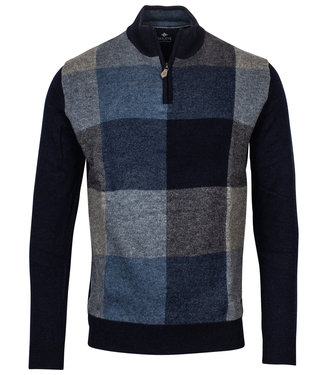 heren donkerblauw-blauw-grijs ruit zipper met ritsje