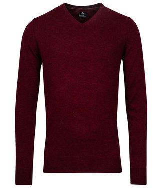 bordeaux rood melee v-hals heren trui
