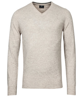 beige ecru melee v-hals heren trui