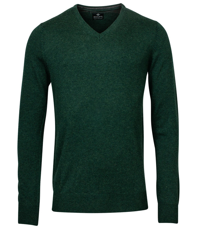 groen melee v-hals heren trui basis lamswool V-Neck Pullover