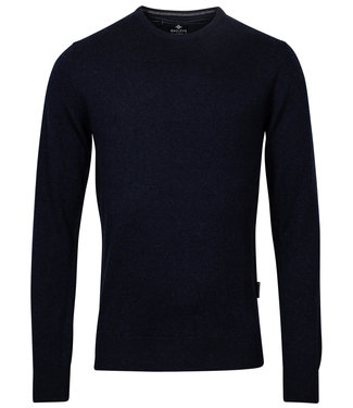 donkerblauw melee ronde hals heren trui