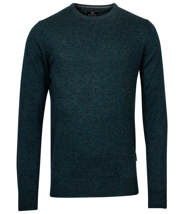 donkergroen ronde hals heren trui basis lamswool Crew Neck Pullover