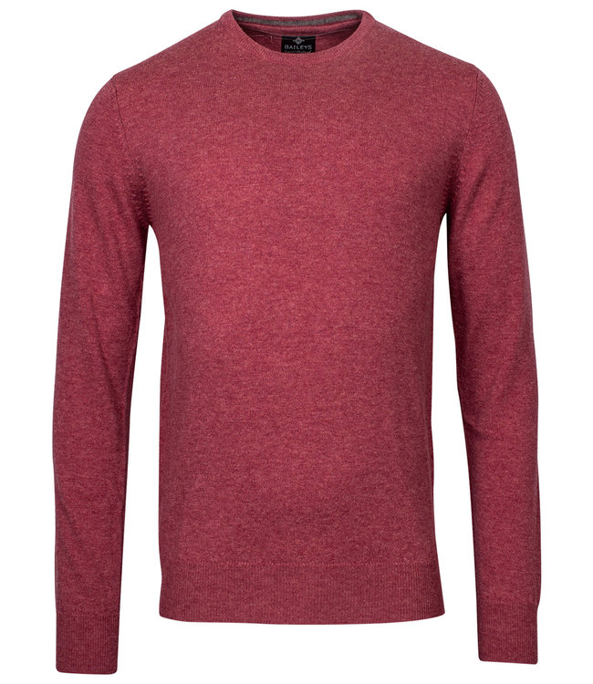 cerise melee ronde hals heren trui