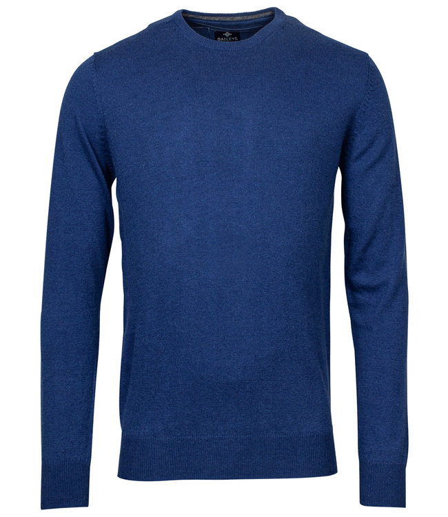 kobaltblauw ronde hals heren trui basis lamswool Crew Neck Pullover