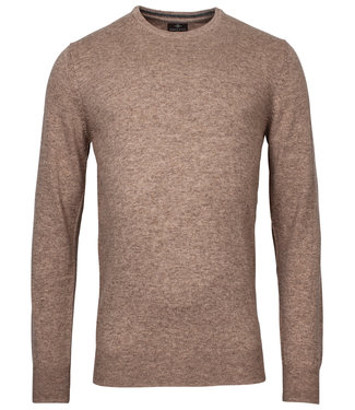 beige bruin melee ronde hals heren trui