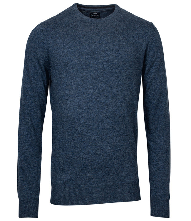 blauw melee ronde hals heren trui