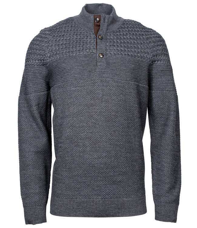 208441-239 heren antraciet grijs structuur zipper knopen