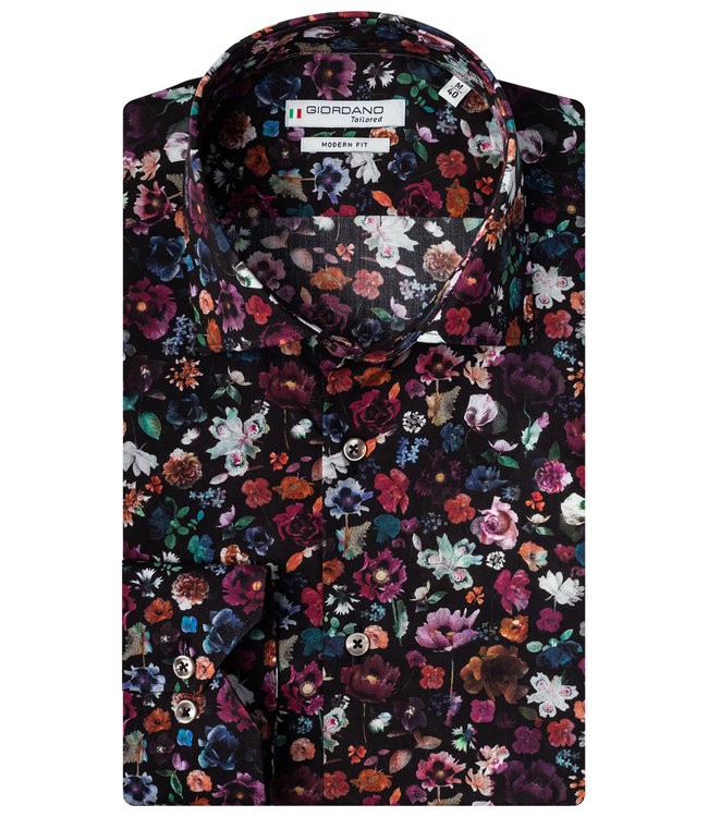 Giordano Tailored zwart met tutti colori liberty bloemenprint