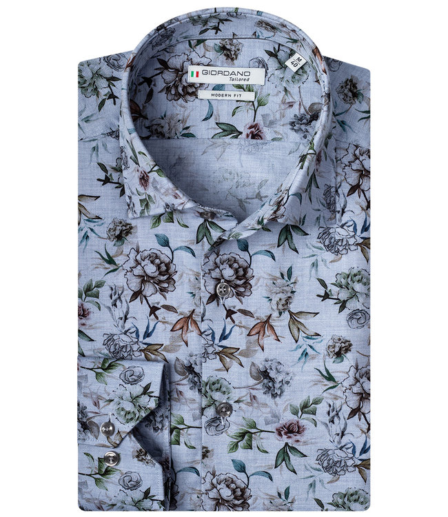 Giordano Tailored lichtblauw groen bruin bloemen print