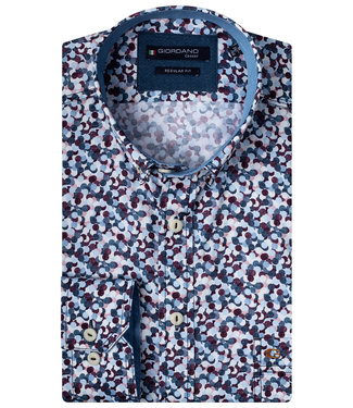 Giordano Regular Fit donkerblauw-wit-bordeaux rondjes print