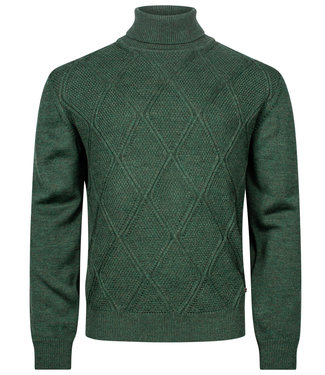 coltrui Pullover groen structuur Roll Neck
