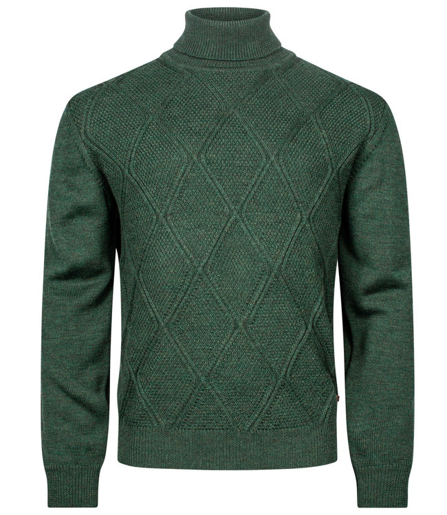 coltrui Pullover groen structuur Roll Neck