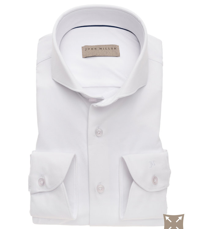 John Miller 5138296 910 wit structuur heren overhemd hyperstretch