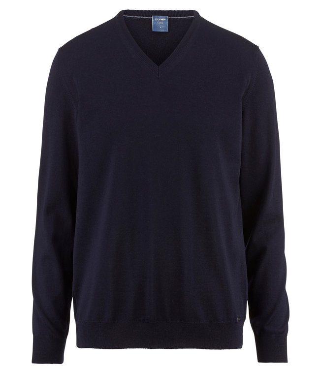 Olymp donkerblauw v-hals trui merino wol