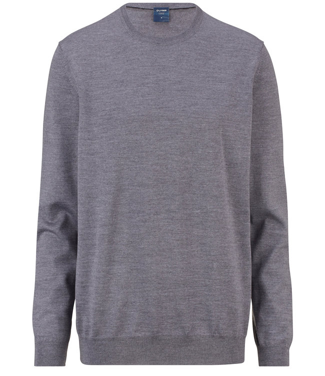 Olymp 0150 11 63 zilver grijs ronde hals trui merino wol