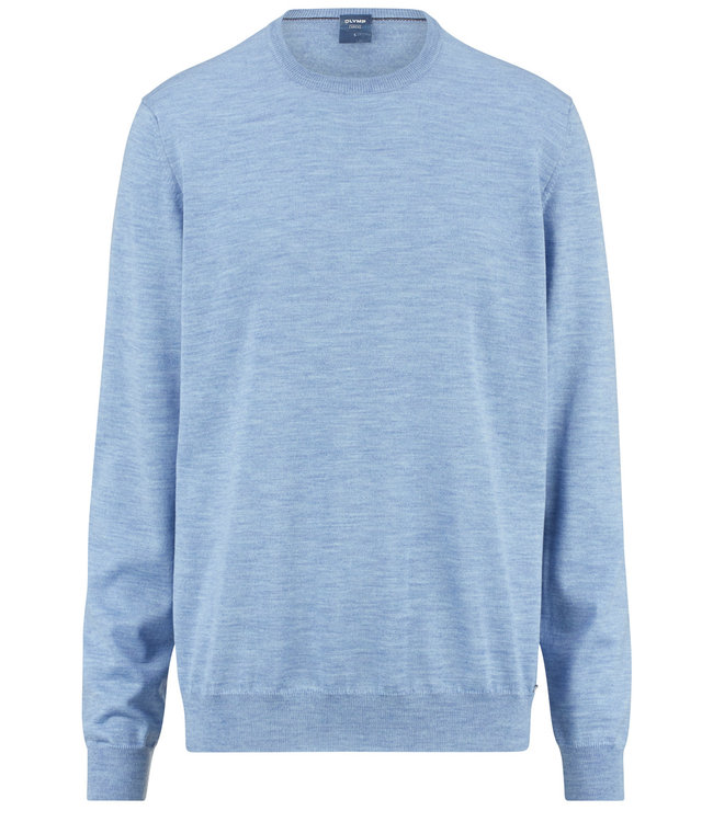 Olymp 0150 11 11 lichtblauw ronde hals trui merino wol