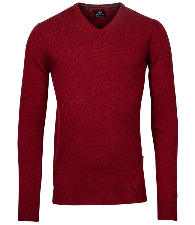 200071-67 stone red steen rood v-hals heren trui basis lamswol V-Neck Pullover