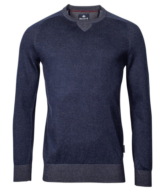 208283-155 jeans blauw ronde hals trui heren met structuur