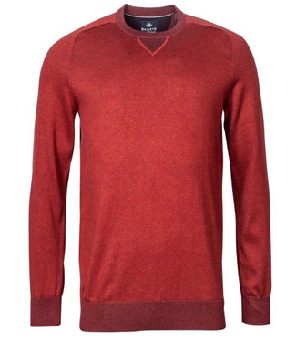 stone red rood ronde hals heren trui structuur