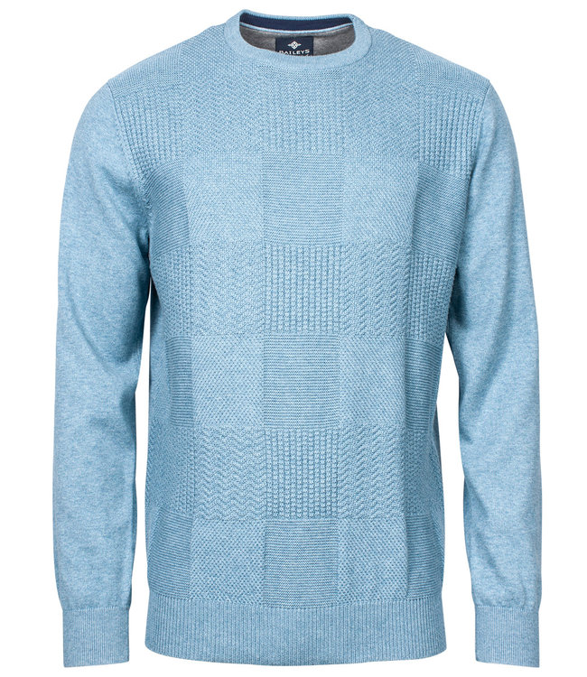 208209-553 lichtblauw ronde hals heren trui structuur