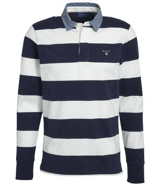 Gant wit-donkerblauw heren rugby shirt sweater