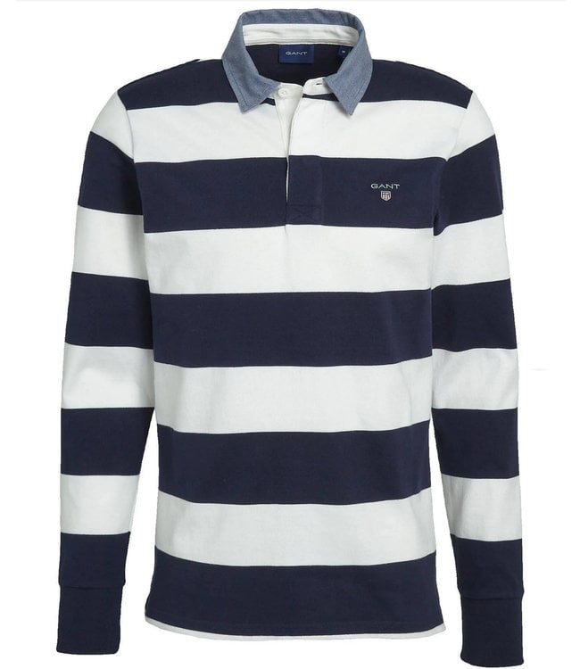 Gant wit-donkerblauw heren rugby shirt sweater